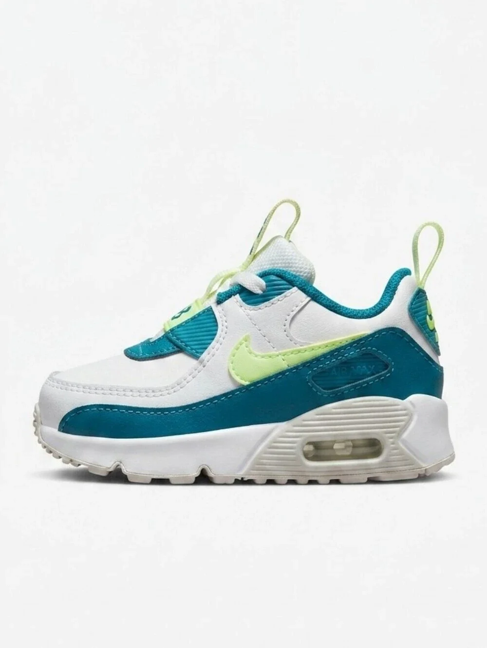 Infants Nike Air Max 90 Toggle (TD) Size 3.5 C Teal Neon Green White Baby